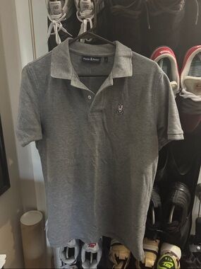 Psycho Bunny Men's Polo Shirt in Gray with Logo. Like new shape. Mens 5(M)